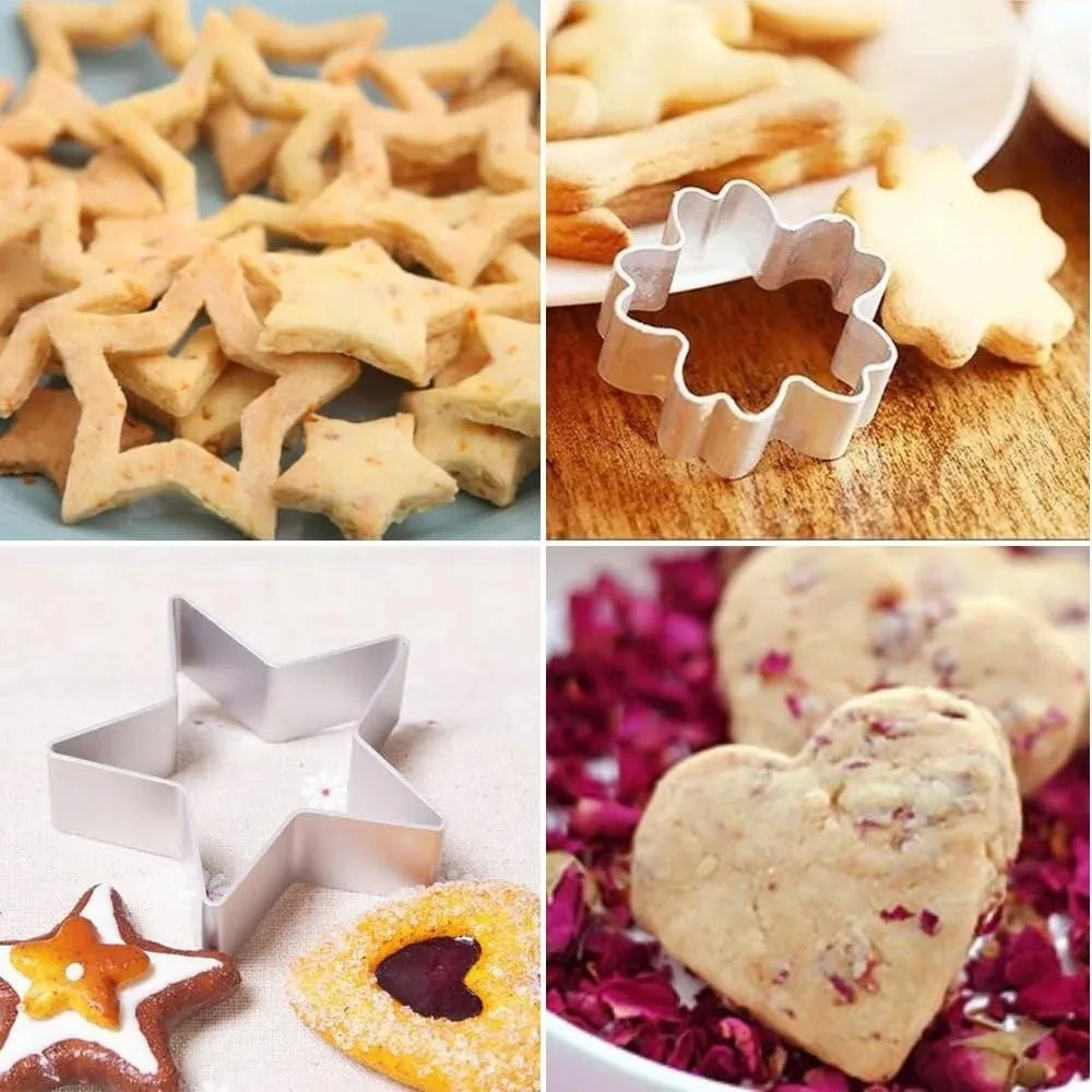 Weilton Multi-piece Set of Geometric Cookie Cutters, Stainless Steel Pastry Molds, Fruit Tools -perfect for DIY Baking and Fruit Cutting