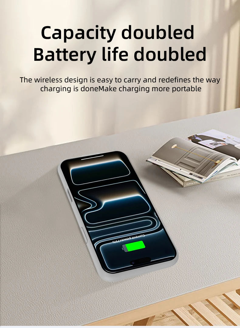 Xilecaly Smart Battery Charger Case For iPhone, Battery Pack Power Bank External Charging Cover For iPhone