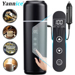 Electric Kettle 12V24V Portable Heating Cup 500ml Travel Heating Touch Screen Intelligent Adjustable Temperature Thermal Cup