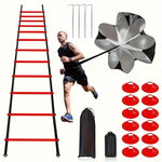 east Fitness 1 Set Soccer Training Agility Ladder Set, Logo Disks, Resistance Umbrella, Spikes, Obstacles Speed Awareness Training