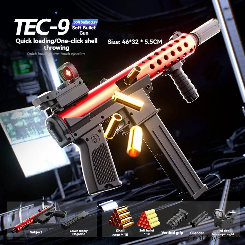 TEC9 Submachine Gun Toy Soft Bullet Shell Toy Gun