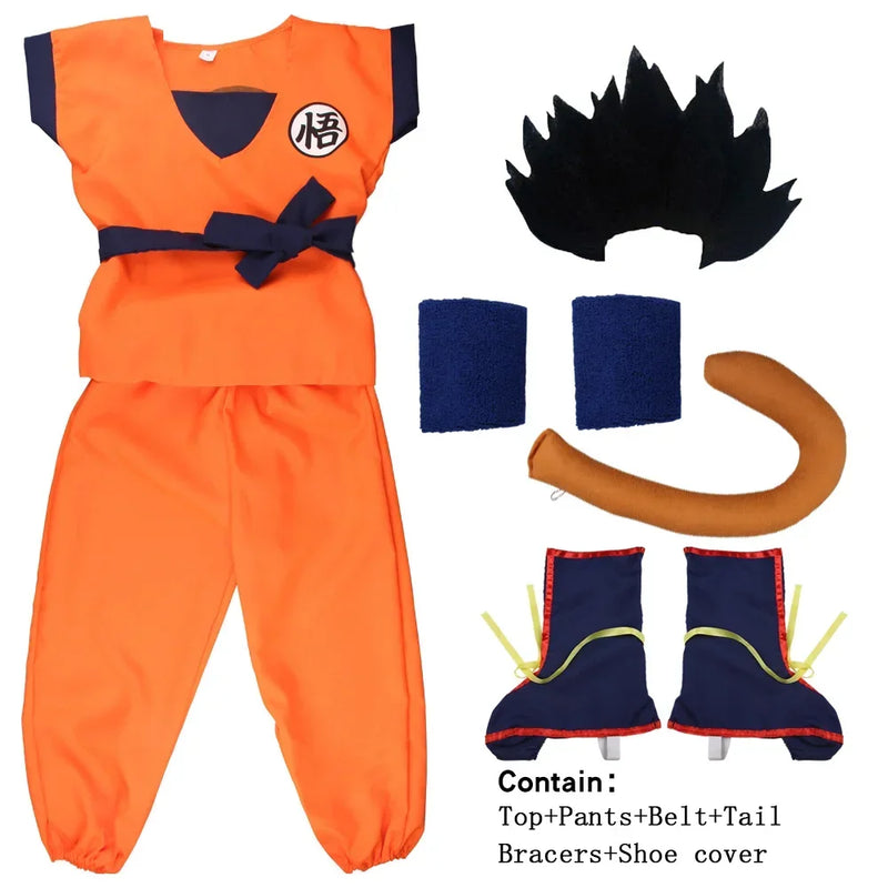 NEW Goku Cosplay Costume for Kids & Adults – Son Goku Super Saiyan Training Suit with Wig, Party Outfit