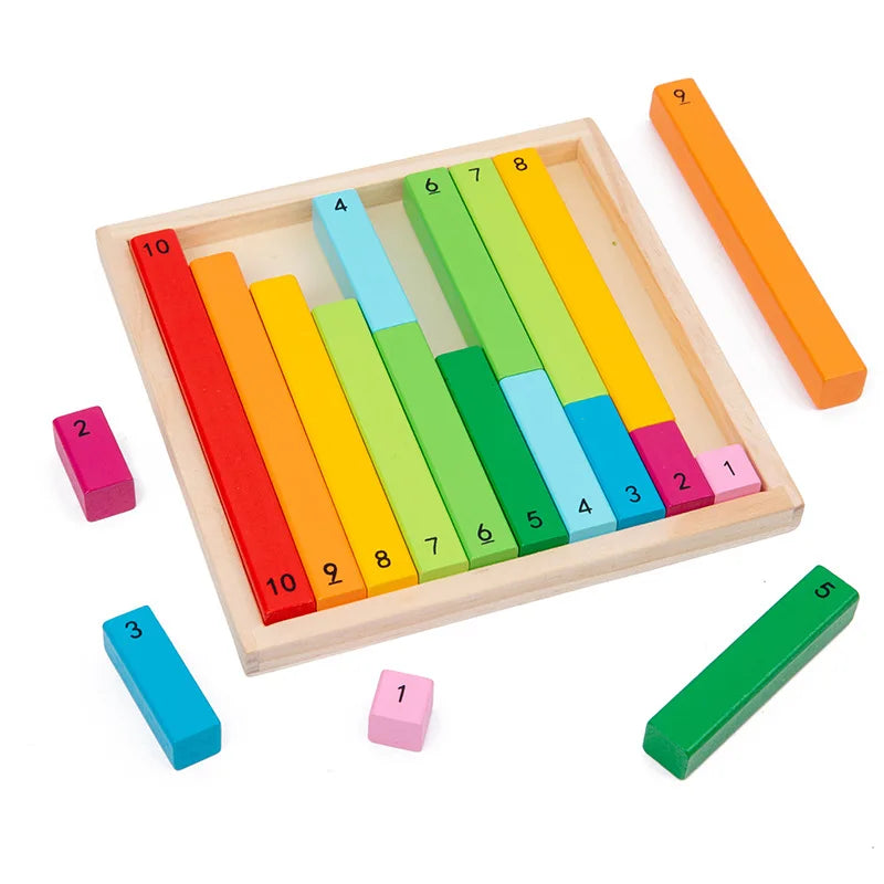 Wooden Montessori Teaching Math Toys Colour Fraction & Adding Sticks