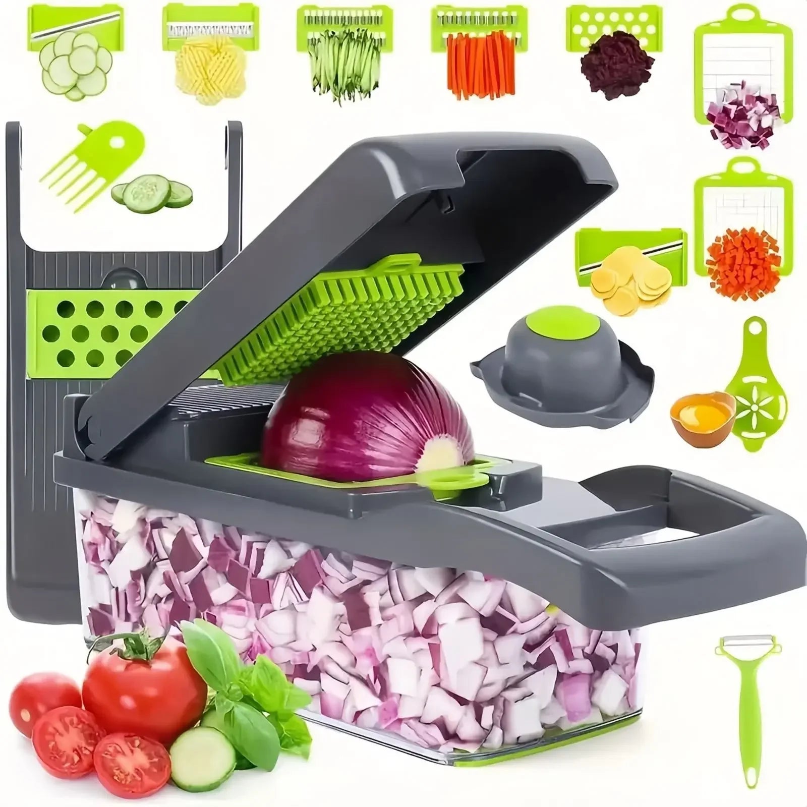 Galavilly Multifunctional Vegetable Chopper Handle Food Grate Food Chopper Vegetable Slicer Dicer Cut 14/16 in 1 Kitchen Items Cocina