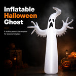 1.8M Giant Inflatable White Ghost with LED Lights – Halloween Horror Decoration, Waterproof PVC Outdoor Yard & Garden Party Prop