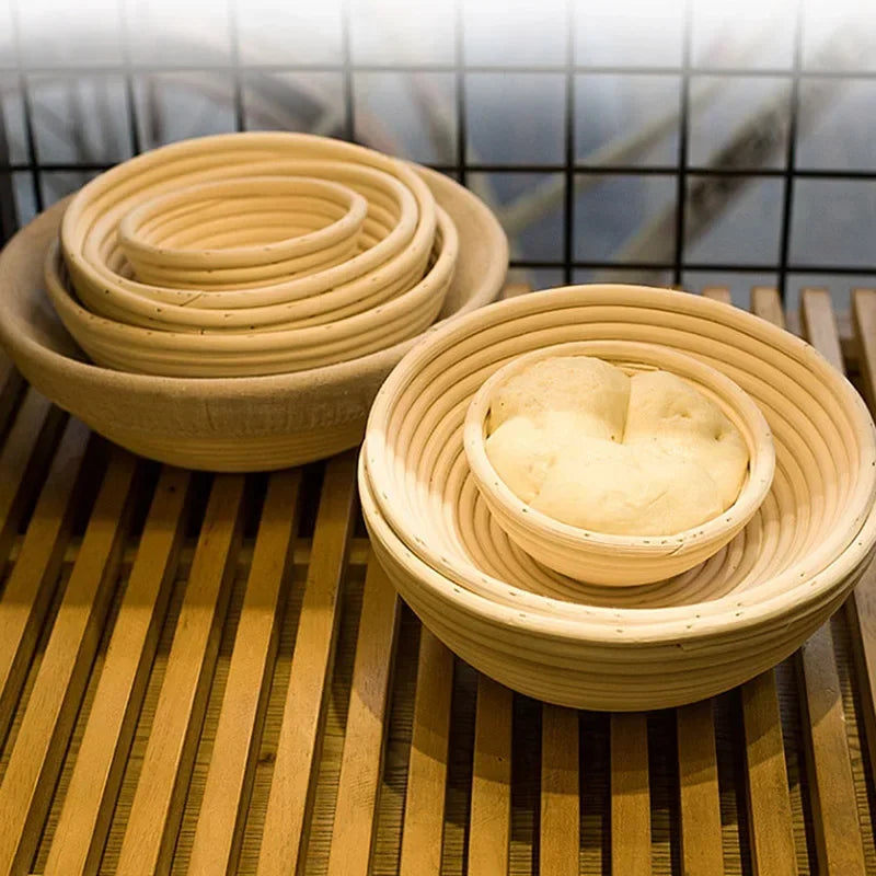 KeMorii Natural Rattan Bread Proofing Basket Handmade Rattan Wicker Baking Bowl Dough Fermentation Sourdough Banneton Bread Basket
