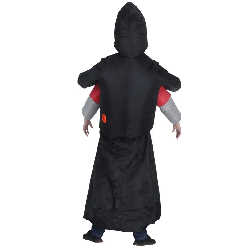 Adult Inflatable Grim Reaper Carrying Person Costume Scary Halloween Cosplay Outfit for Party, Pranks, Performances & Stage Shows