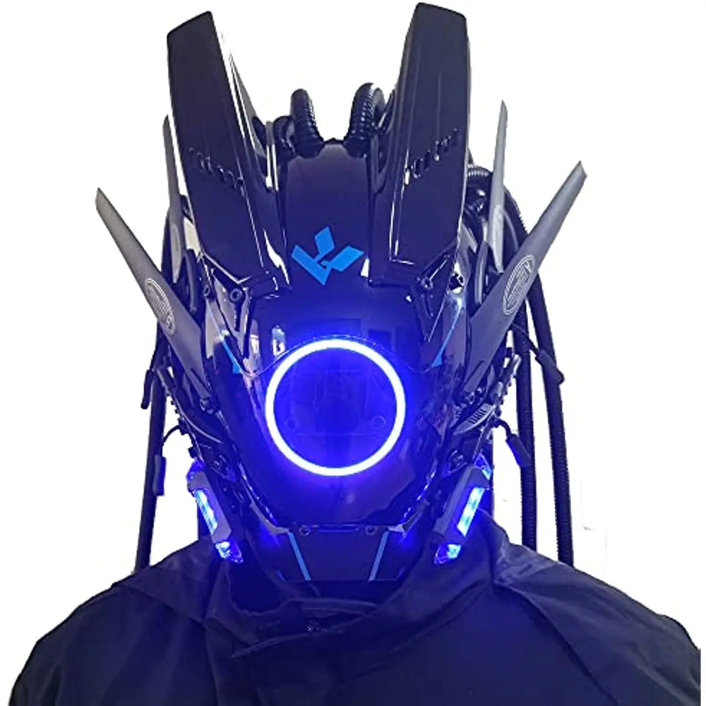 Cyberpunk LED Mask – Round Light-Up Woven Face Mask, Futuristic Cosplay & Role-Playing Accessory for Halloween Parties, Music Festivals & Events