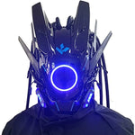 Cyberpunk LED Mask – Round Light-Up Woven Face Mask, Futuristic Cosplay & Role-Playing Accessory for Halloween Parties, Music Festivals & Events