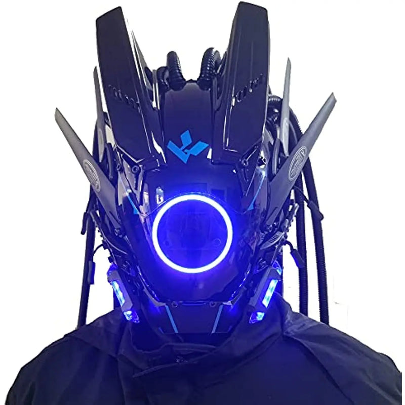 Cyberpunk LED Mask – Round Light-Up Woven Face Mask, Futuristic Cosplay & Role-Playing Accessory for Halloween Parties, Music Festivals & Events