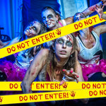 1pc 25m Halloween Do Not Enter Warning Tape – Bloody Handprint Drip Design Yellow Barrier Tape for Haunted House & Party Decor