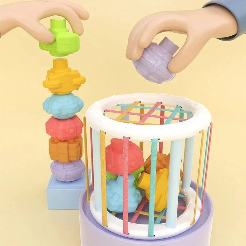 Baby Montessori Shape Sorter Cube, Colourful Blocks Sorting Game