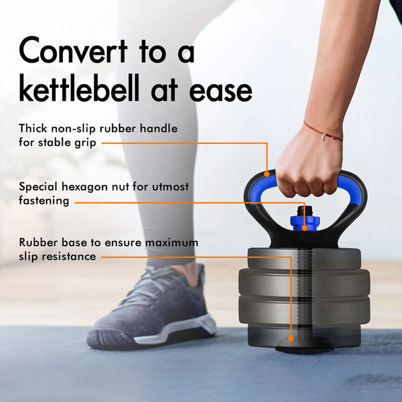PORIYA 20kg 40kg Dumbbell Set Adjustable Barbell Kettlebell Home Gym Fitness
