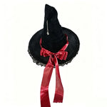 Gothic Lolita Witch Hat – Satin Bow, Lace & Star Pendant Bendable Masquerade Costume Hat for Women, Halloween Party & Cosplay