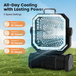 Radiator Fan 20000mAh Battery Camping Fan 4 LED Lantern 8 Speeds Portable Fan