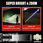 Gondiah Camping High Strong Power LED Flashlights USB Rechargeable Magnetic Tactical Torch with COB Side Light Camping Fishing Zoom Lantern
