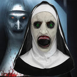 Scary Nun Mask Halloween Costume Bloody Horror Devil Face with Headwrap