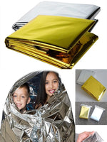 Emergency Thermal Poncho Blanket Lightweight Water-Resistant Windproof Sunshade Reusable First Aid Mat Pad Cover