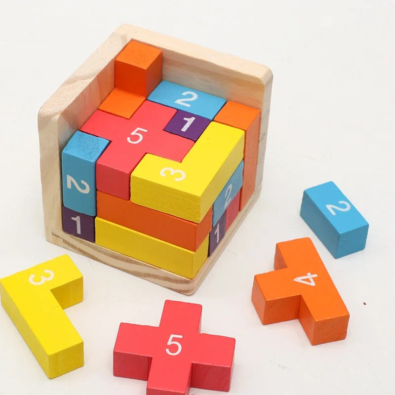 3D Cube Puzzle Luban Interlocking Creative Educational Wooden Toy