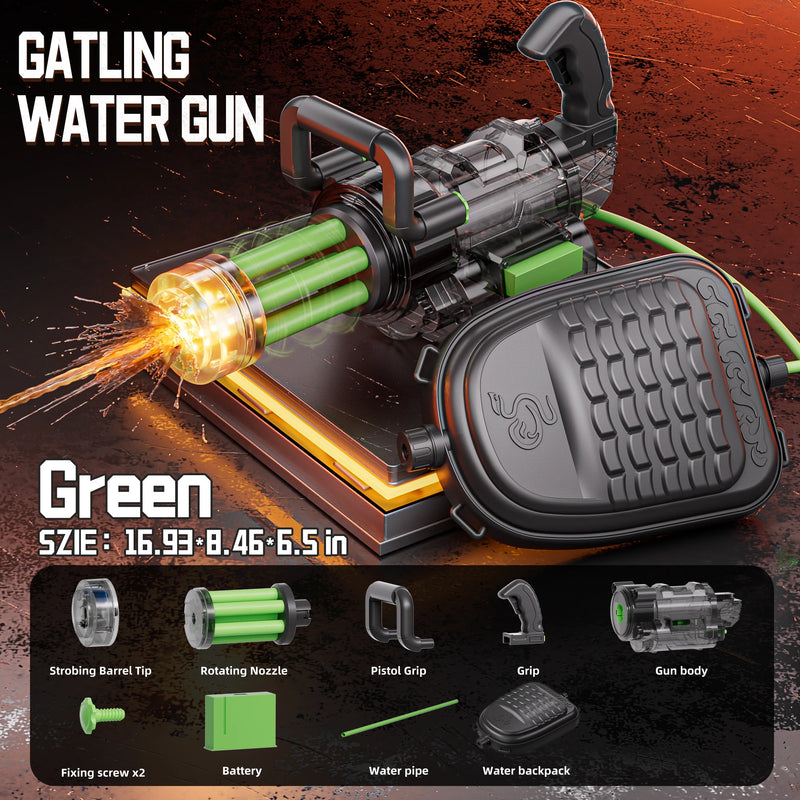 Rotating Gatling Water Gun Large High Pressure Large Capacity Backpack Playing Water Fight Children's Outdoor Toy