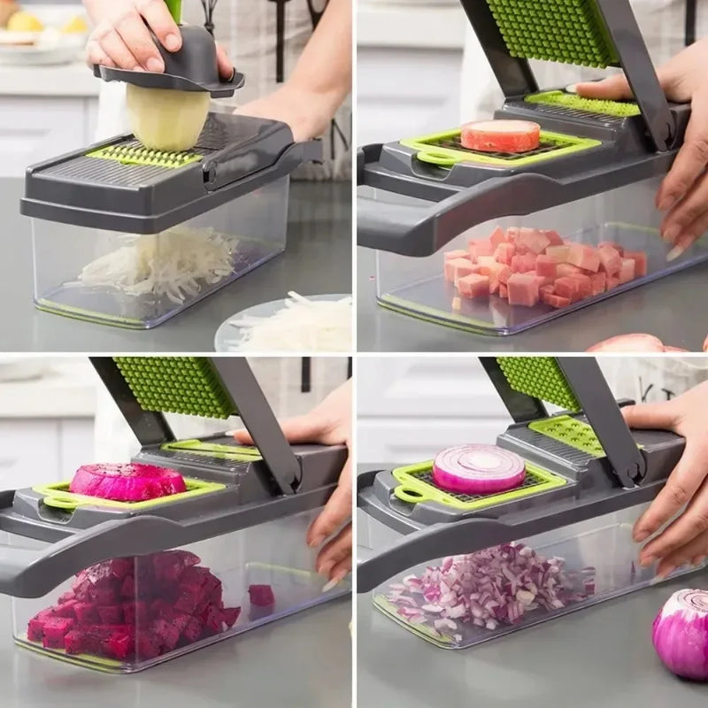 Galavilly Multifunctional Vegetable Chopper Handle Food Grate Food Chopper Vegetable Slicer Dicer Cut 14/16 in 1 Kitchen Items Cocina