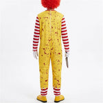 Adult Killer Clown Costume Set – Striped Long-Sleeve Jumpsuit with Matching Socks, Scary Halloween Carnival Outfit, Haunted House & Cosplay Costume