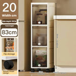 Storage Queen 20cm-Flip lid slit storage cabinet, kitchen slit shelf, bathroom multi-layer plastic snack cabinet, narrow-edge storage cabinet