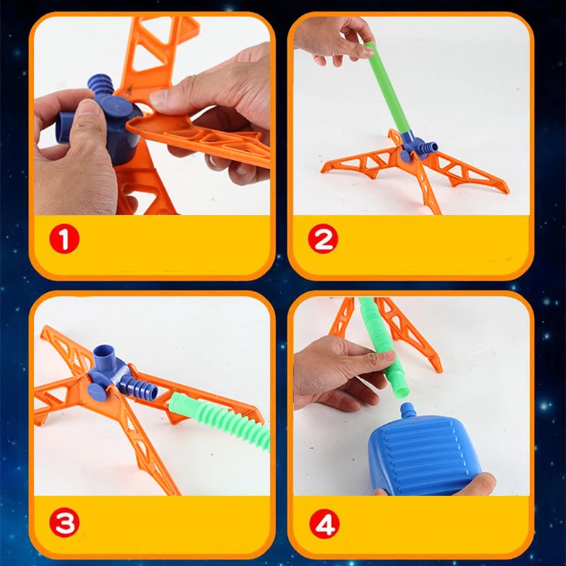 Kids Rocket Launcher Step Pump Power Air Pressed Stomp Outdoor