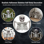 Halloween Skeleton Skull Ornament – Realistic Jointed Bone Prop for Courtyard, Garden & Grass Decorations