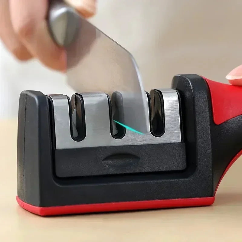 MasterBro 3-Segment Knife Sharpener Knife Sharpeners for Kitchen Knives Stainless Steel Three-Purpose Sharpening Stone for Kitchen Tools