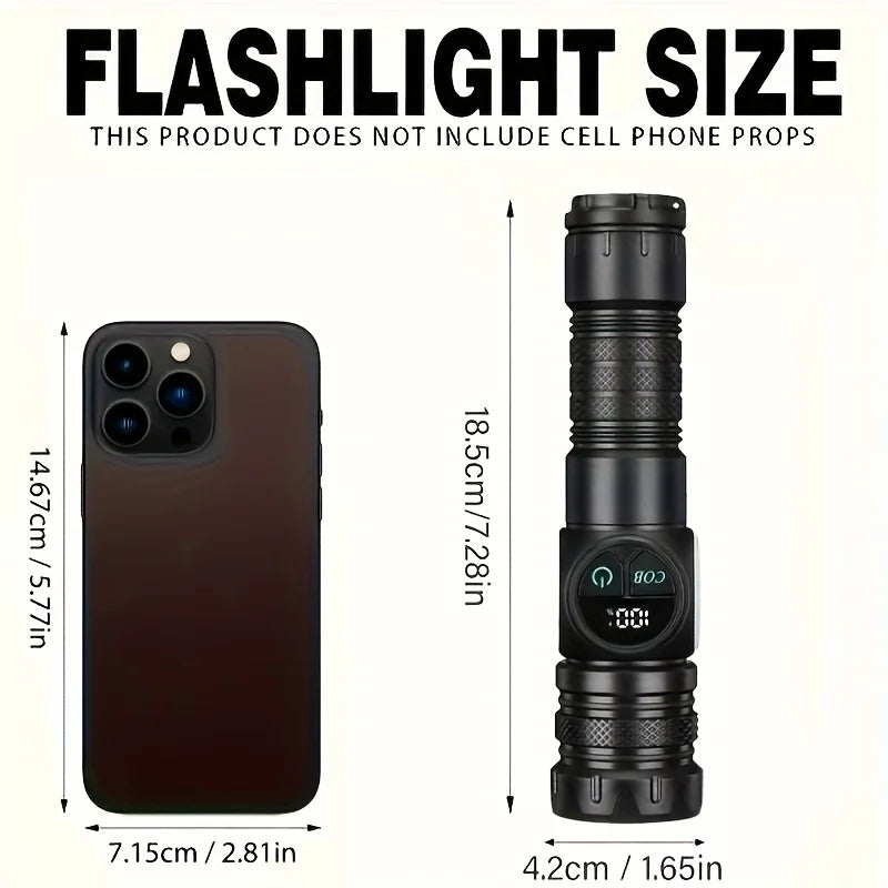 Gondiah Camping High Strong Power LED Flashlights USB Rechargeable Magnetic Tactical Torch with COB Side Light Camping Fishing Zoom Lantern