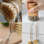 Vilda Bamboo Kitchen Cleaning Brush Natural Dishes Pots Pans Sink Washing Brush Eco-friendly Clean Scrubber with Draining Storage Tray