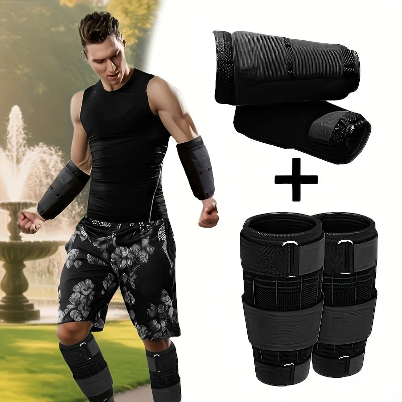 4 adjustable ankle/wrist weight straps - Weight packs for leg and arm training, suitable for walking and running exercises