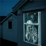 Halloween Horror Window Curtain Banner – Witch, Zombie & Ghost Hanging Decoration