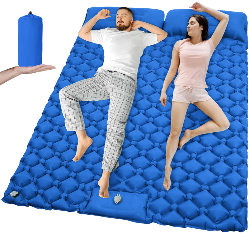 Outdoor Camping Double Inflatable Mattress Extra Wide Sleeping Pad Ultralight Folding Bed Sleeping Mat Car Travel Mat