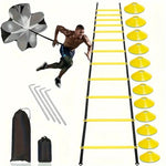 east Fitness 1 Set Soccer Training Agility Ladder Set, Logo Disks, Resistance Umbrella, Spikes, Obstacles Speed Awareness Training