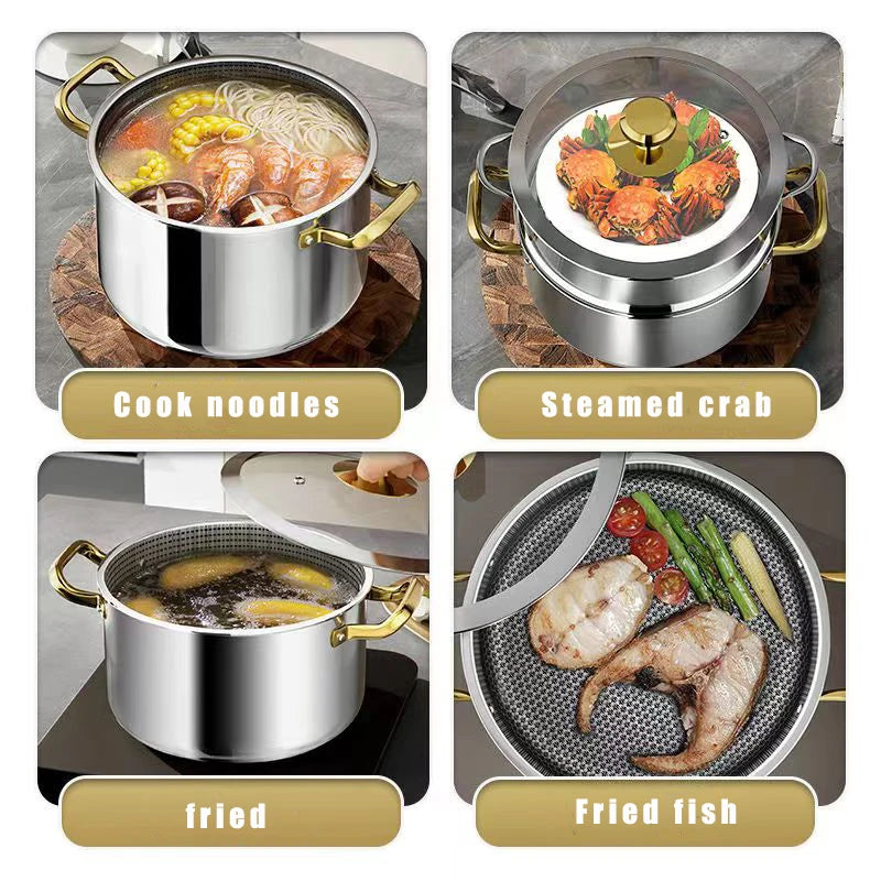 east Essentials Stock 3, Stock Pot Honeycomb Non-stick Pot with lid
