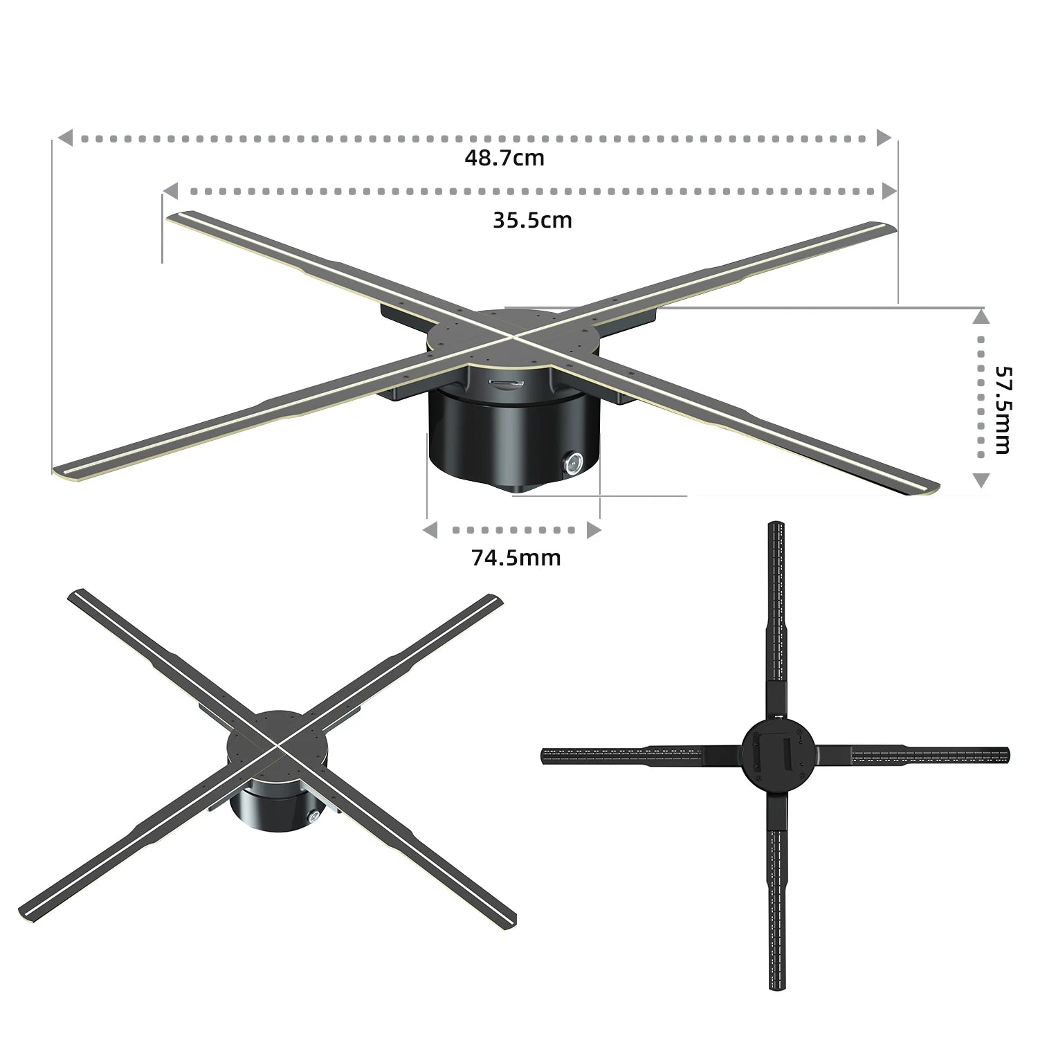 VIGAOT 50cm Wi-Fi Holographic Fan 3D Advertising Machine 576 LED Sign Neon Smart HD Player Support Video Picture Logo Holographic Light