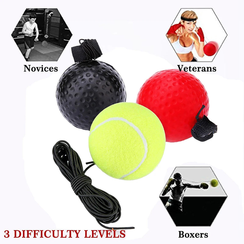 Meade Boxing Reflex Speed Punch Ball Boxing Rubber Balls for Agility Reaction Training with Sweatband Fitness Equipments Accessories