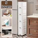 Storage Queen 20cm-Flip lid slit storage cabinet, kitchen slit shelf, bathroom multi-layer plastic snack cabinet, narrow-edge storage cabinet
