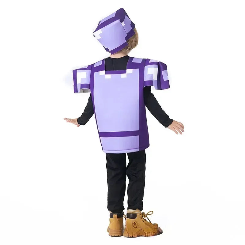 Pixel Adventure Role-Play Costume Set for Kids – Game-Inspired Boys' & Girls' Outfit for Holiday Parties, Stage Performances & Christmas Gifts