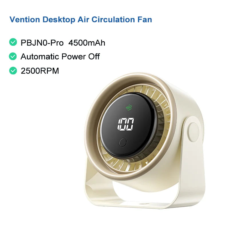 Vention Air Circulation Fan Wireless Electric Fan 3000/4500mAh Portable Speed Cooling Cooler 2500RPM