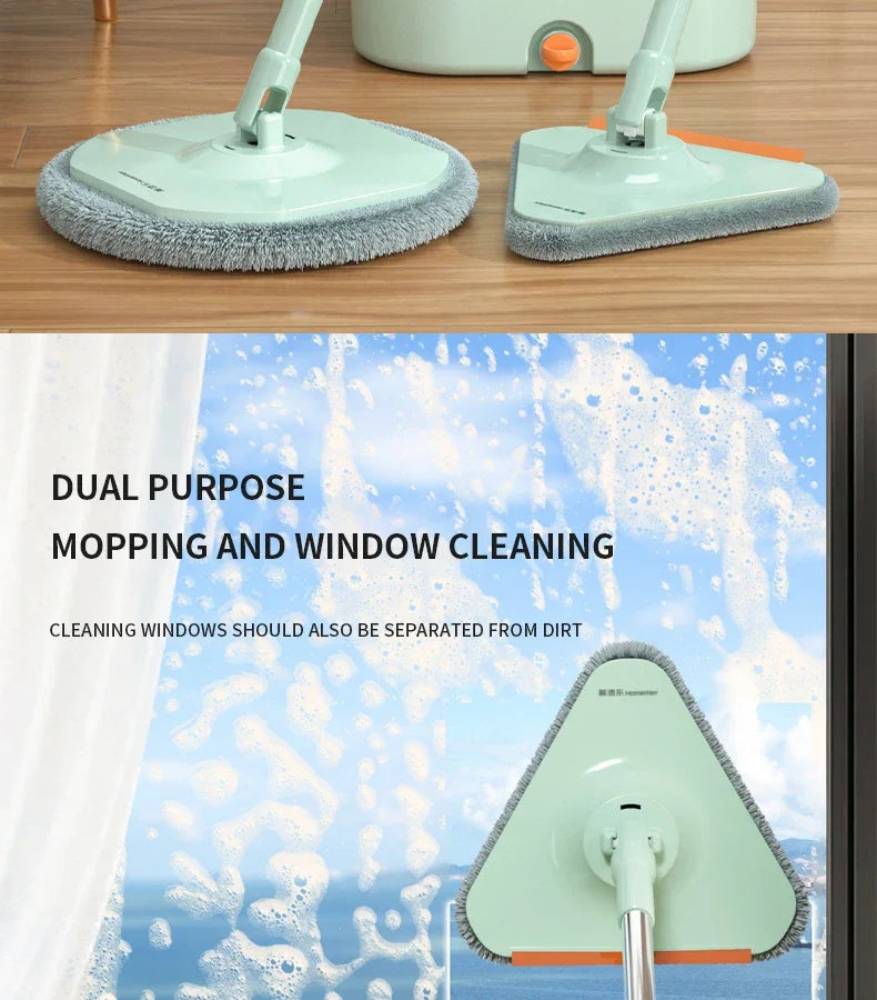 Rotating Mop Microfibers Mop and Bucket Set Floor Washing Mops Triangle Window Washing Mops Household Cleaning Tools for Home