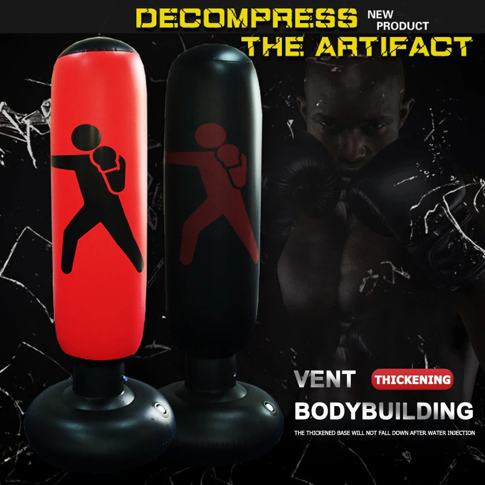 160cm Adults Children Inflatable Boxing Bag Kids Boxing Punch Kicking Sandbag Decompression Fitness Equipment