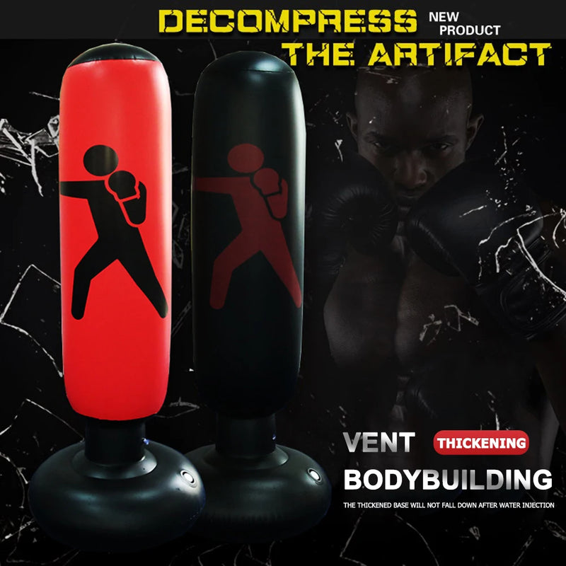 160cm Adults Children Inflatable Boxing Bag Kids Boxing Punch Kicking Sandbag Decompression Fitness Equipment