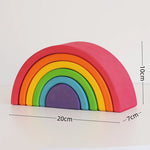 Baby Monterssori Educational toy Wooden Rainbow Block Stacking Building Blocks