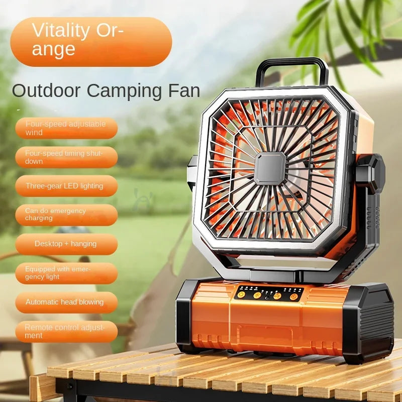 Radiator Fan 20000mAh Battery Camping Fan 4 LED Lantern 8 Speeds Portable Fan