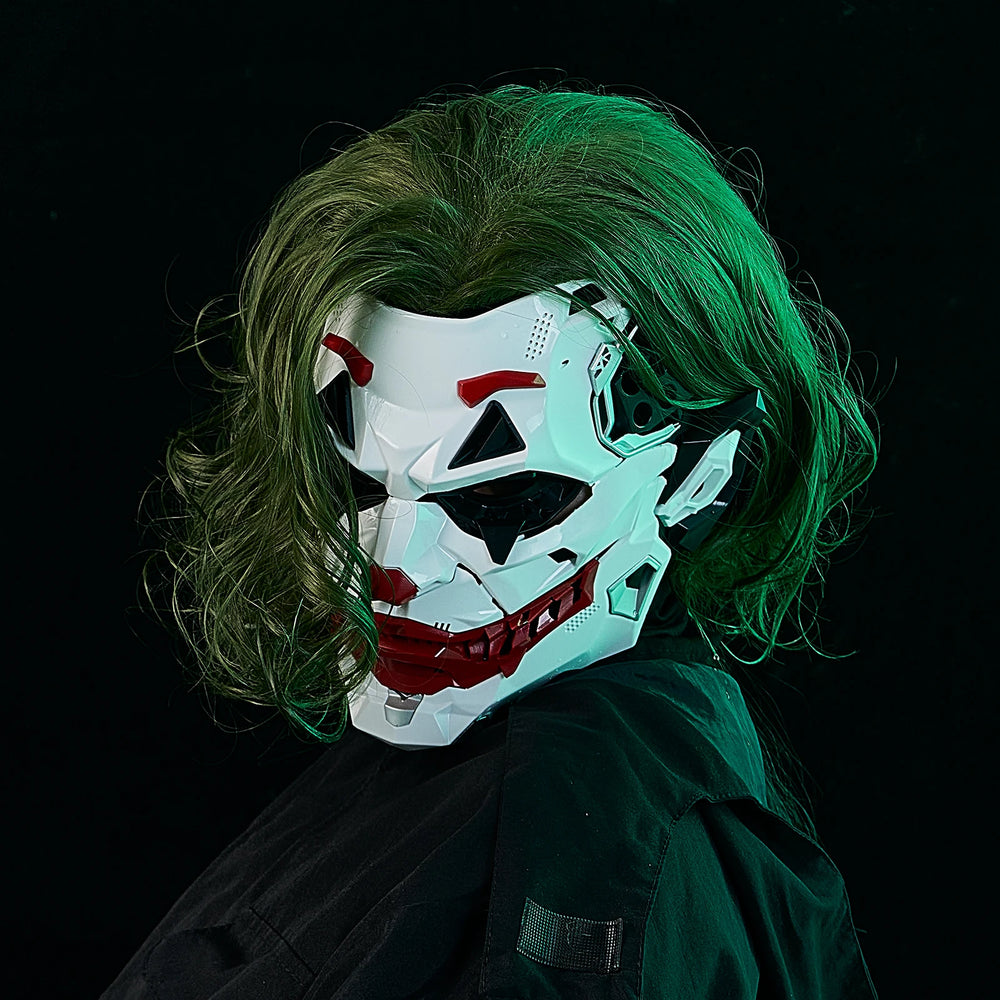 Cyberpunk Clown Mask with Braids – 2D Resin Cosplay Mask, Halloween Anime Role-Playing Prop, Costume Gift & Toy