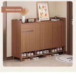 MOYU Multi-Function Pine Wood Shoe Cabinet Storage Furnitur Modern Freestanding Entryway Shoe Rack with Home Organization Furniture