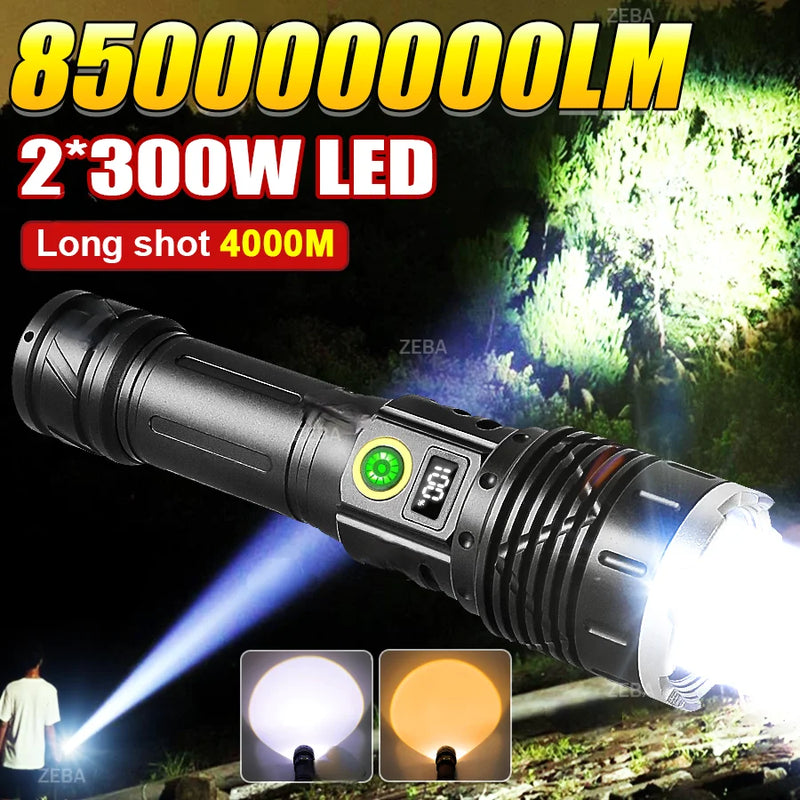 Gondiah Camping Powerful 2*300W LED Flashlight 8500000LM